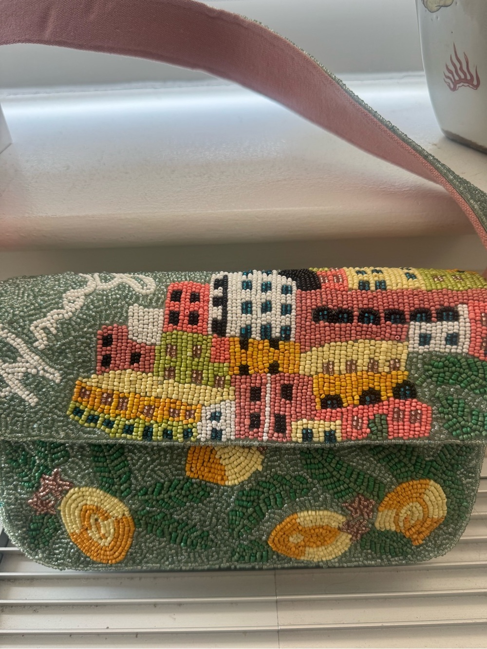 Beaded Amalfi Coast  inspired multicolor Shoulder Bag NWT by America & Beyond
